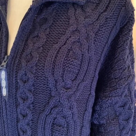 Men’s Aran Crafts Merino Wool Zip Front Cardigan Size Large - Picture 2 of 7